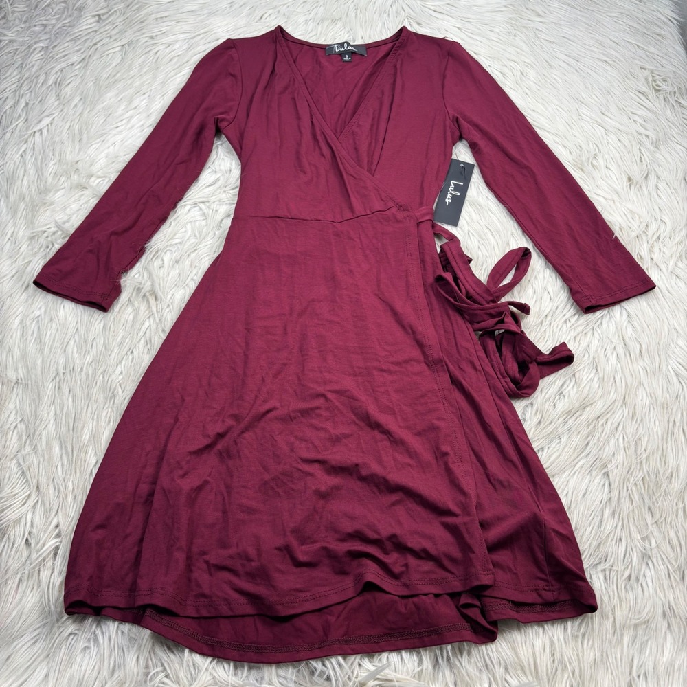 NWT Lulu's Women's S Burgundy Mini Wrap Dress Date Night Baddie